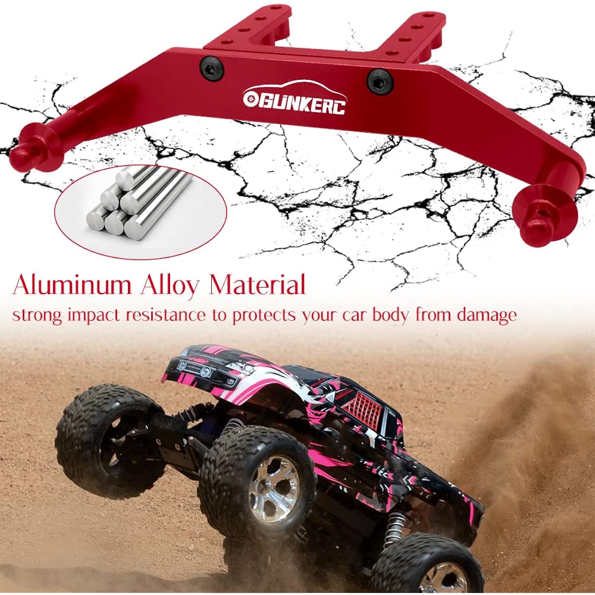 OGRC Aluminum Front & Rear Body Mount with Body Post Upgrade Parts 1/10 Traxxas Slash 2WD Rustler Stampede VXL (Replacement Part: 1914R) Red