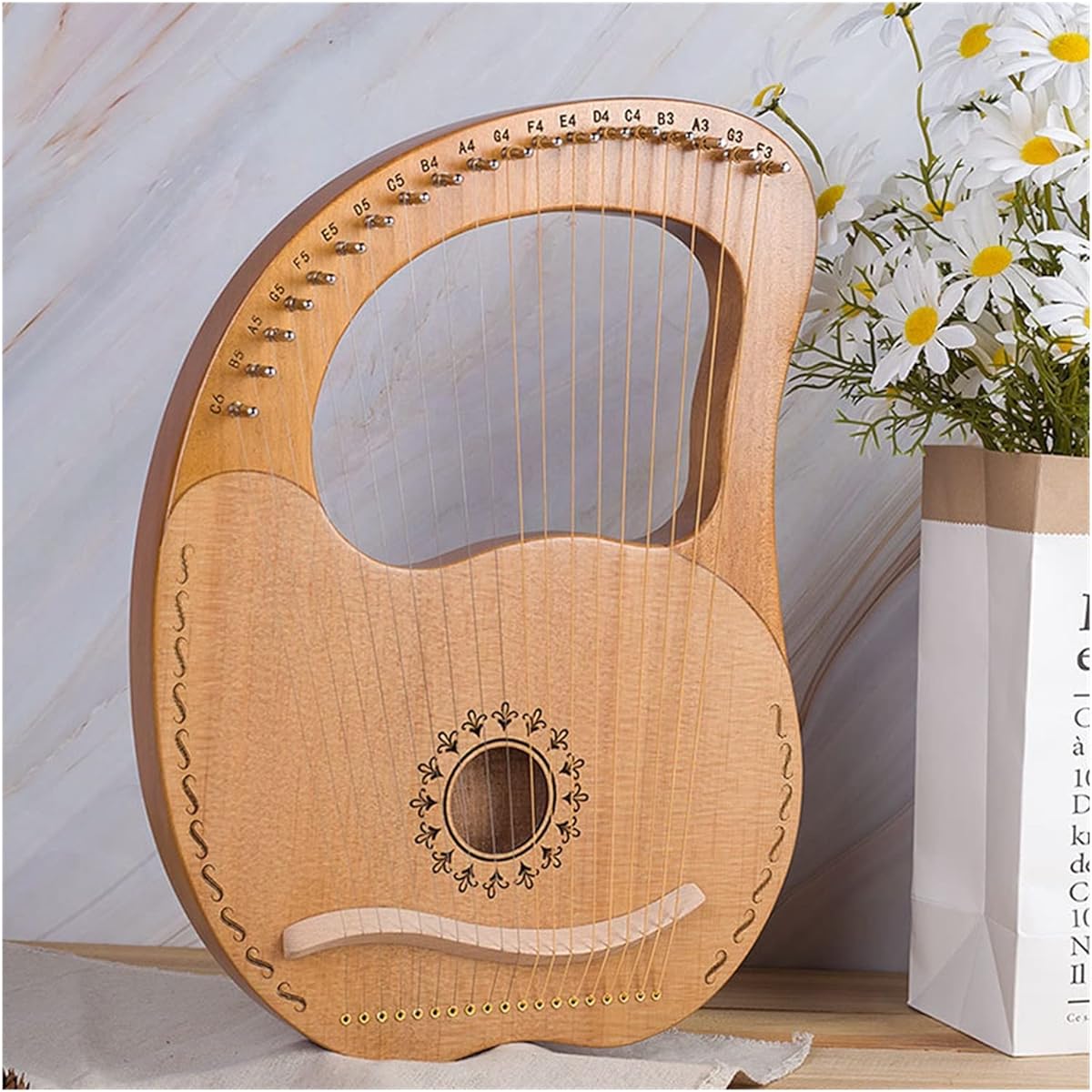 WowZza Solid Wood 19 String Lyre Portable Lyre 19 String Lyre for Beginners Easy to Learn Instrument Lyre Harp for Beginners/3