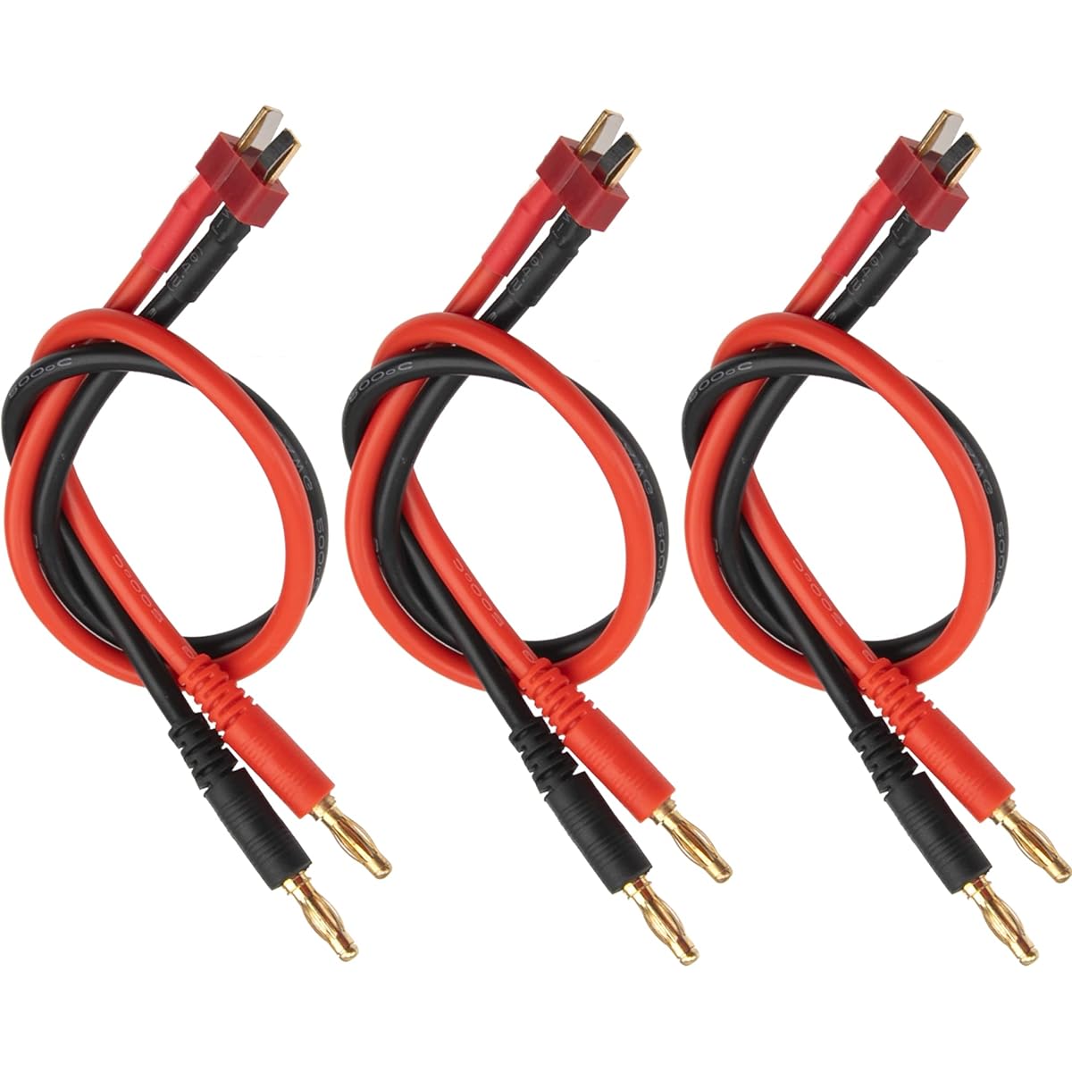 HIRCQOO 3Pcs RC Banana Plug 4mm Bullet to Deans T Plug Adapter 12AWG 30cm (11.8inch) Charging Cable for RC Helicopter Quadcopter LiPo Battery Vehicle Adapter Lead