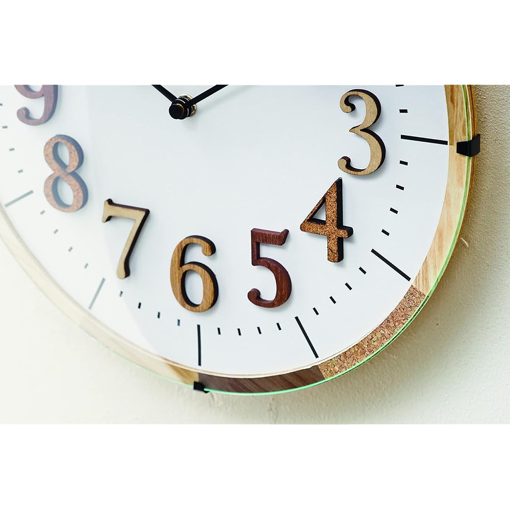 Interform Wall Clock Radio Clock CL-9706 Teal Brown White 30.5cm Natural Scandinavian