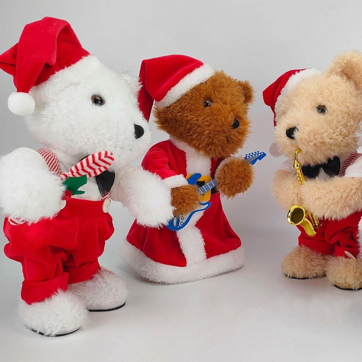 Singing Dancing Christmas Bear 16.14inch Cute Electric Stuffed Bear Doll in Red Santa Costume Christmas Plush Toy Singing Christmas Toy Musical Doll Stuffed Bear Decoration Gift for Boys Girls