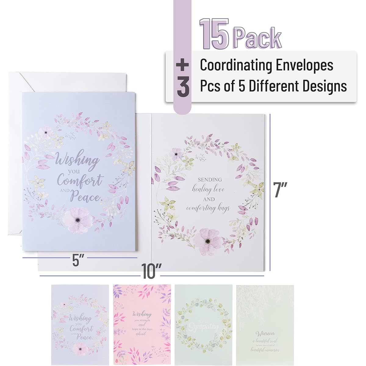 Mr. Pen Pastel Color Sympathy Cards (15 Count)