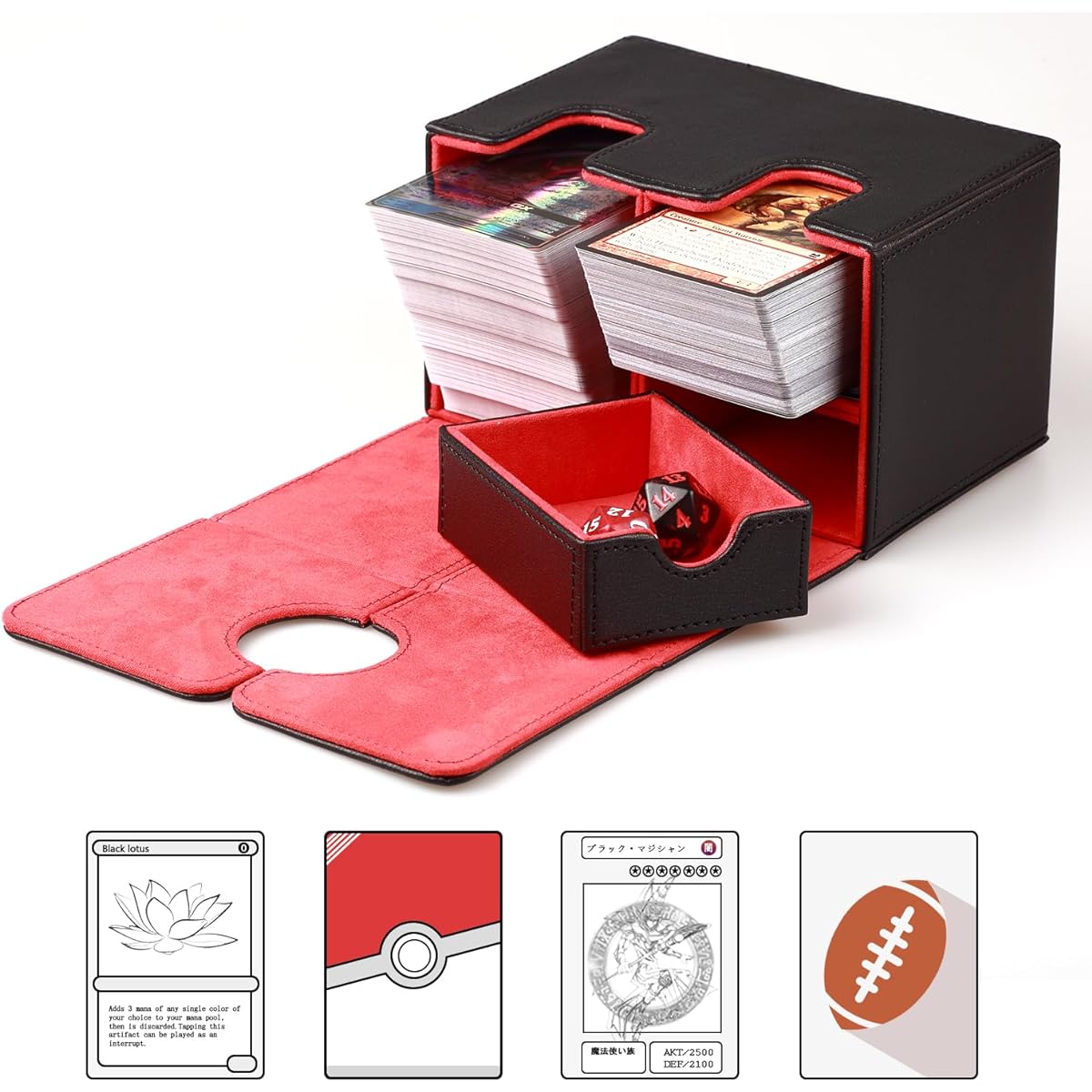 GachaBox EDH Card Deck Box with Dice Tray for MTG Cards, Storage Box for 200+ Cards, Compatible with MTG TCG CCG OCG OP, PU Leather, Strong Magnet, Collector Card Case