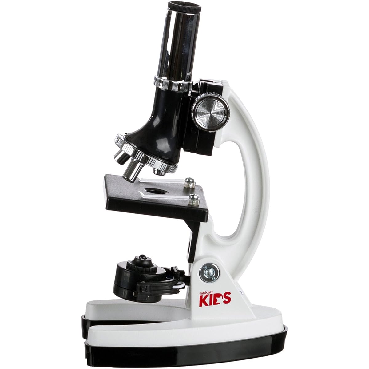 AmScope 1200X Kids Student Beginner Microscope Kit with 52-PCS Slides, LED Light, Storage Box and Book "The World of Microscopes"