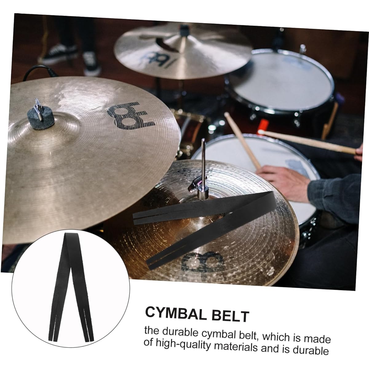 VICASKY 8pcs Military Cymbal Pads Flexible Cymbal Belt Sound Hole Belt Napkin Cymbal Strap Accessories Leather Cymbal Belt Panty Liner Cowhide Leather Hanging Strap