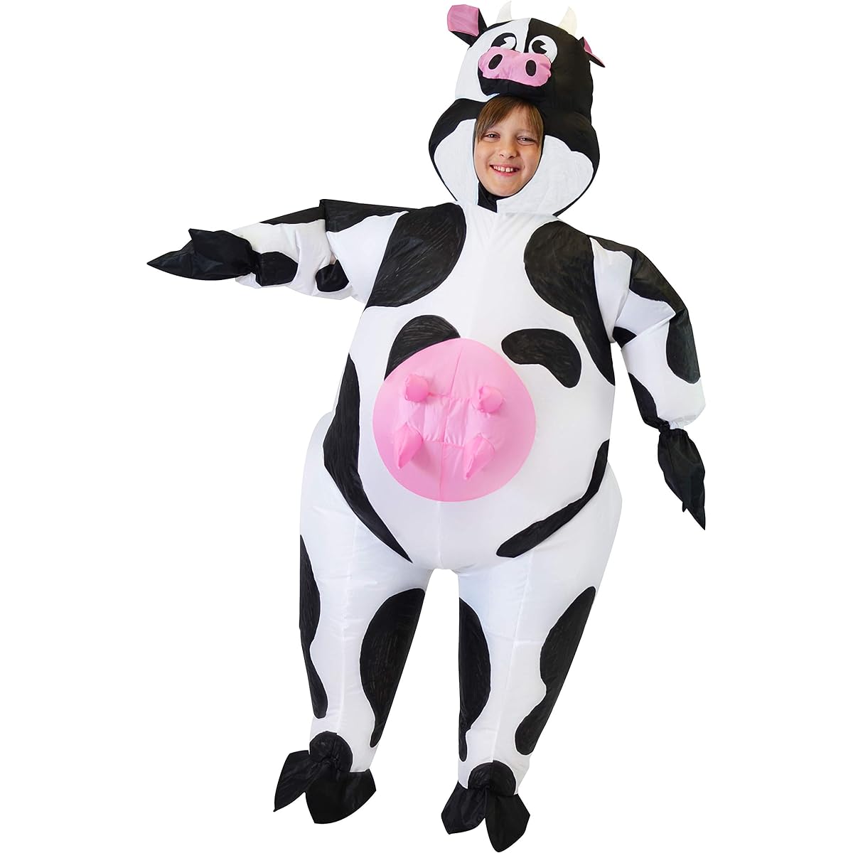 Spooktacular Creations Inflatable Cow Costume for Kids Air Blow Up Costume Halloween Cow Costume with Gloves