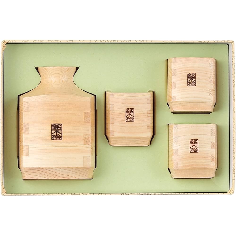 4-piece sake set, square type