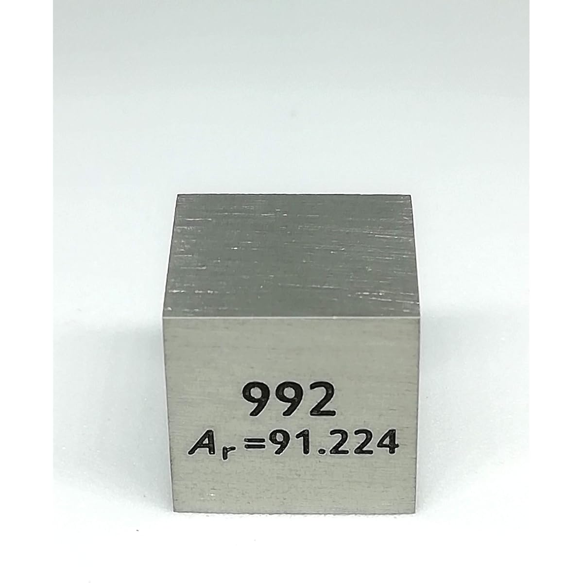 Elemental specimen Zirconium Zr (10mm cube, stamped A, normal surface)