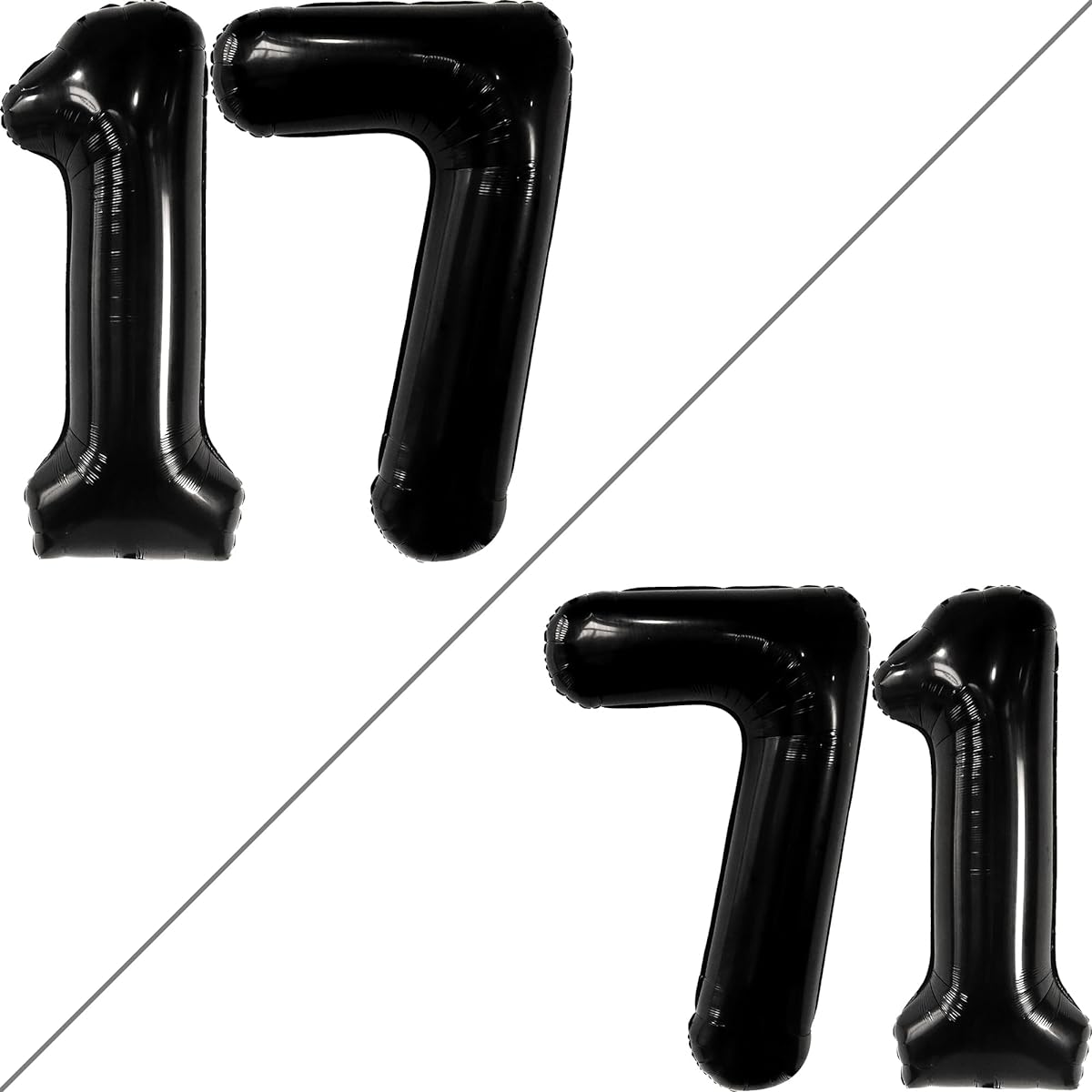 Black Number 17 Foil Balloon
