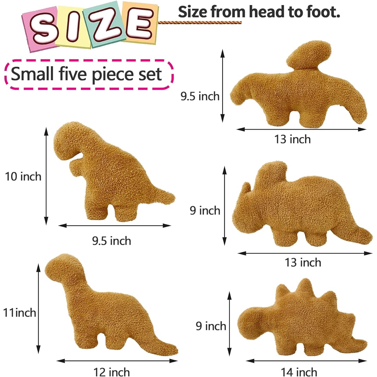 Isaacalyx Dinosaur Chicken Nuggets Set, 5pcs Soft Dinosaur Chicken Nuggets Pillow Birthday Gift Dinosaur Theme Party Decorations (Dino-5 Pack)