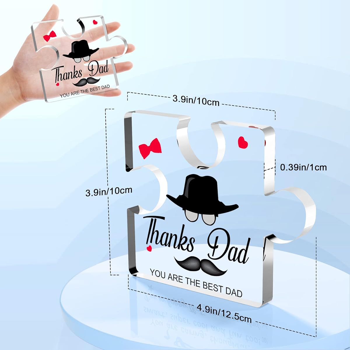 Thanksgiving Gifts for Dad from Daughter Son Carved Acrylic Block Puzzle Birthday Gifts Puzzle Pieces Gifts 3.93 x 4.92 Inch I Love You Dad for Men Sweet Presents Birthday Gift Ideas