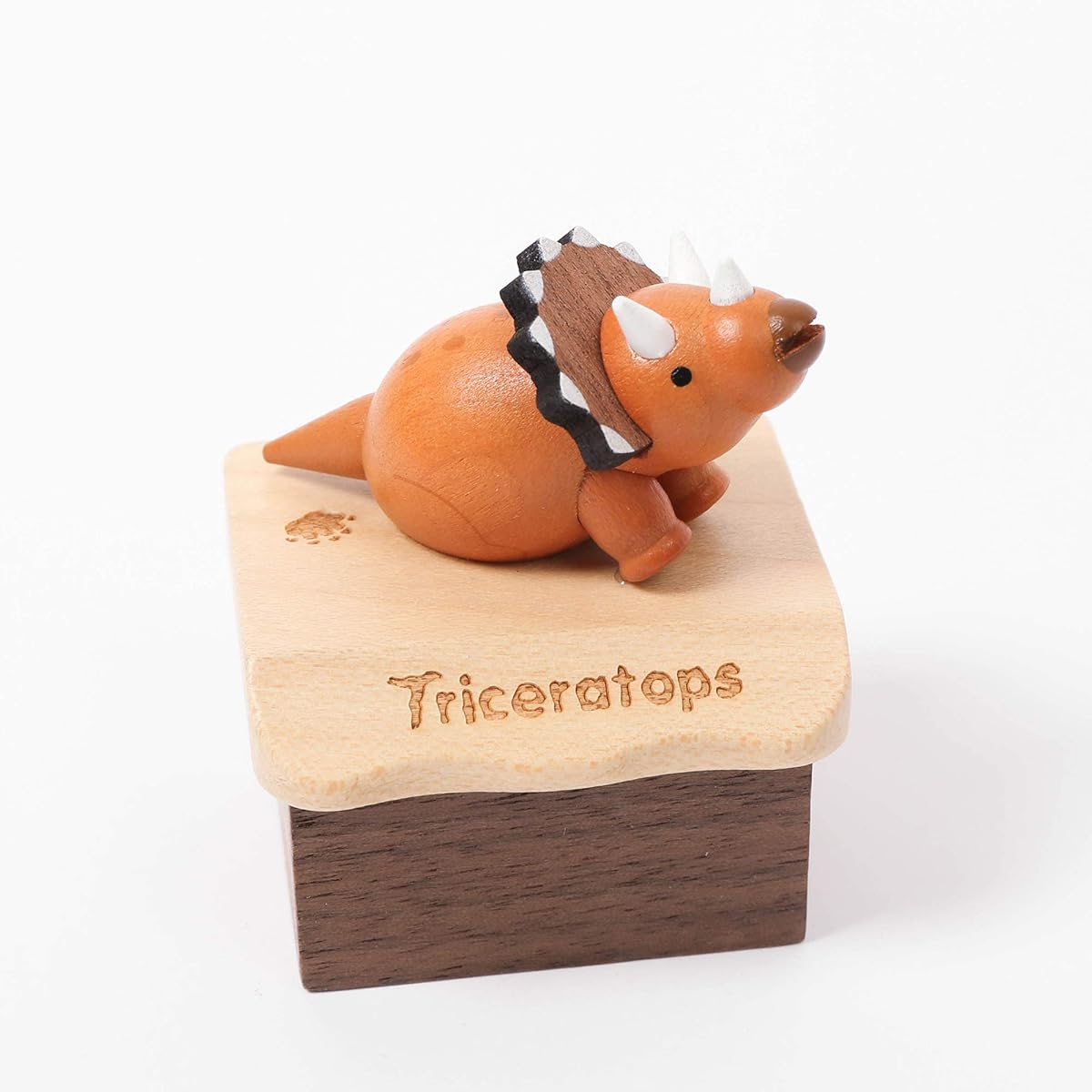 Wooderful Life Wooden Static Music Box Triceratops | 1030839 | Hand Carved and Hand Painted Fun Gift Toy | Plays - Waltz of the Flowers