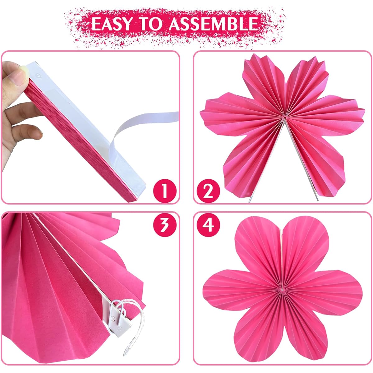 Wall Hanging Paper Flowers for Walls Pink Yellow Paper Flower Decorations 9 Pieces Floral Paper Fans for Classroom Decorations Birthday Baby Shower Wedding Party Wedding Backdrop Nursery Decorations