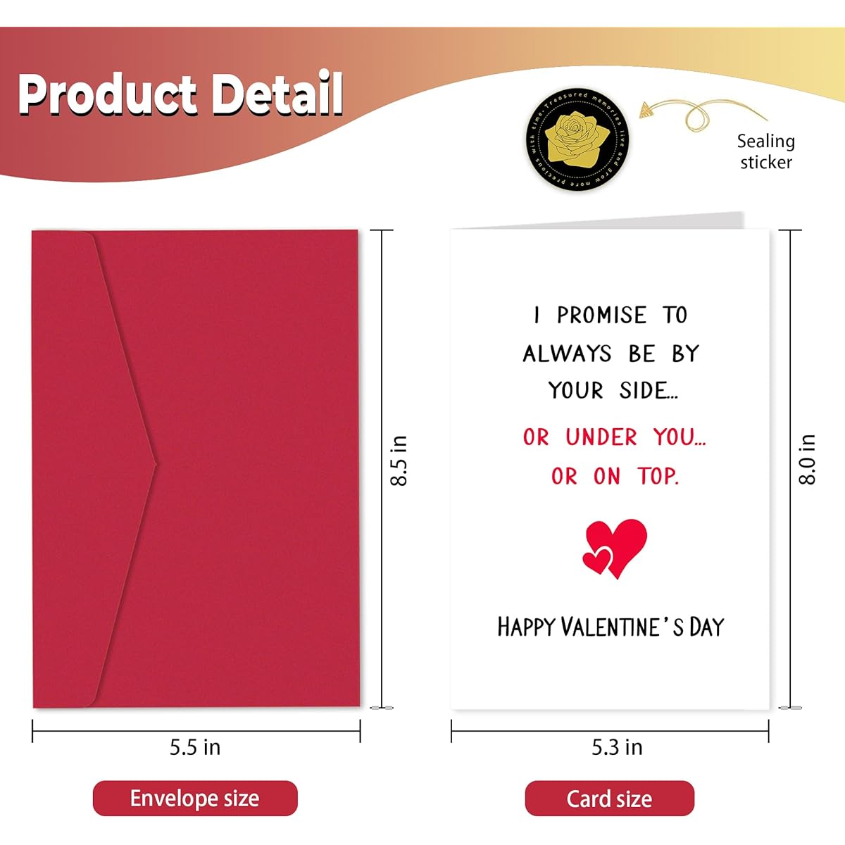 Heollaok Cheerful Valentine's Day Card for Men and Women Fun Valentine's Day Gift Card for Husband/Wife I Promise To Always Be You Side