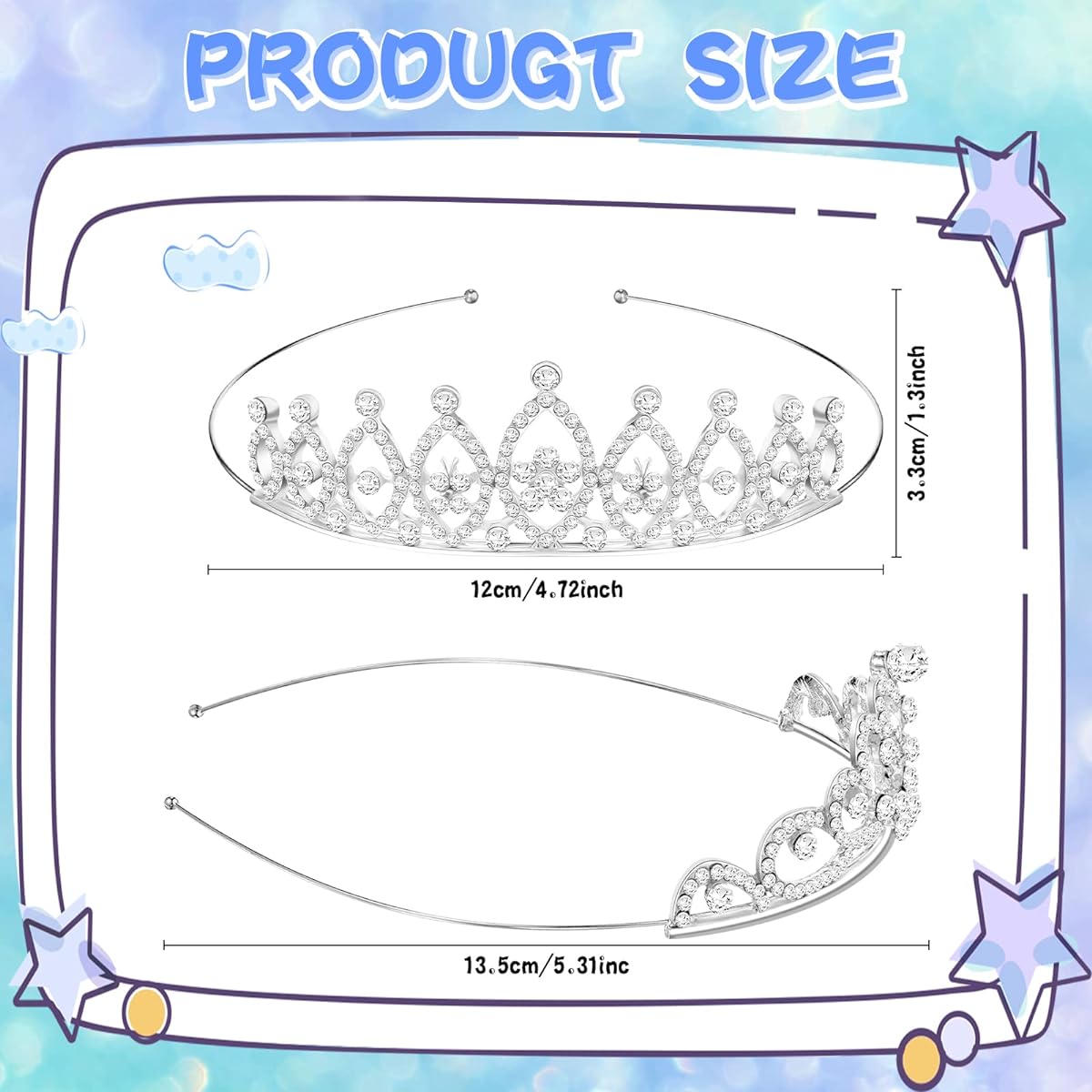Jexine 32 Pieces Girls Princess Crown Girls Crown Tiara Princess Tiara Colorful Crystal Rhinestone Headpiece Glitter Crown Headband Princess Hair Accessories for Wedding Prom Costume Birthday Party