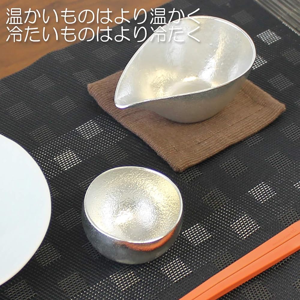 Nousaku Katakuchi - Large Made in Japan H6.3cm W16.2cm D9.0cm Approx. 280cc Case 100% Tin 501210/Container Sake Set