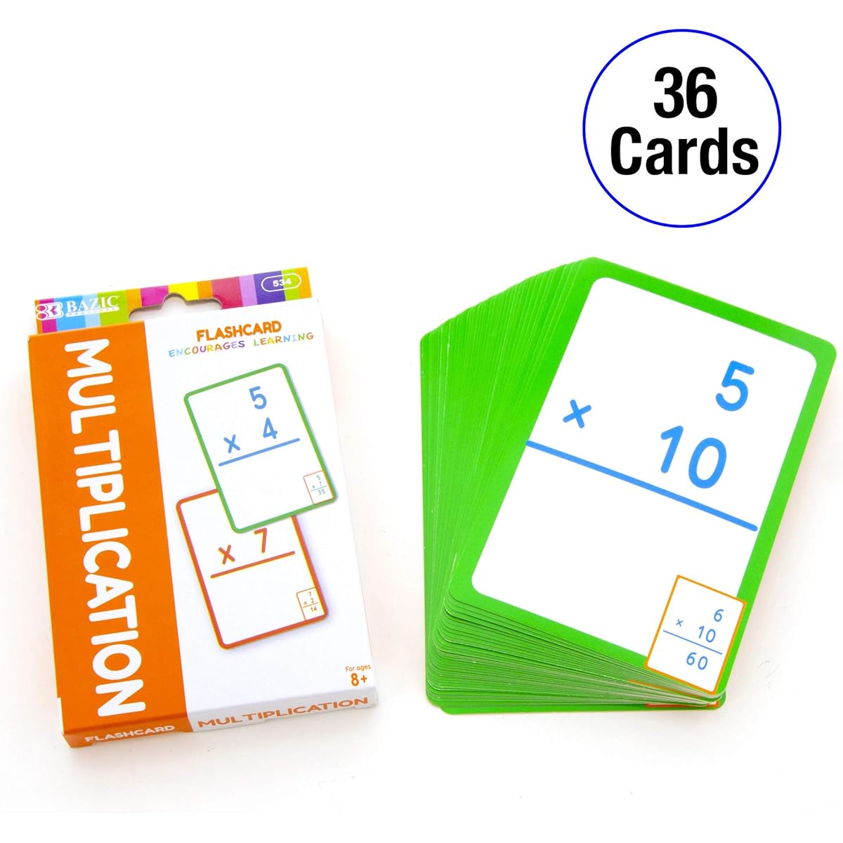 BAZIC Multiplication Flash Cards Numbers Elementary School Math Flash Cards Game for Ages 8+ 3rd Grade 4th Grade (Pack of 36) 72 Pack