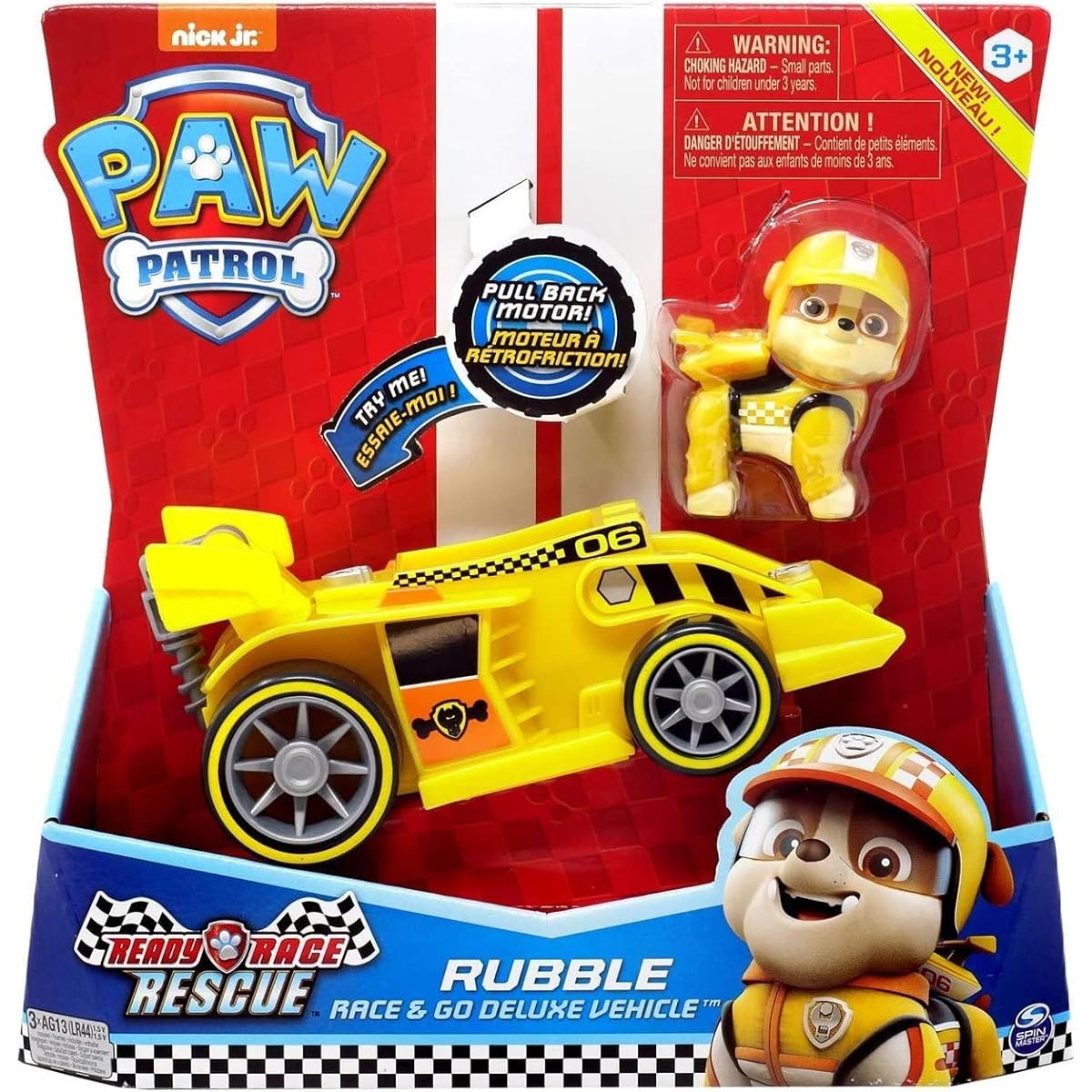 Spin Master New! Paw Patrol Ready Race Rescue - Race & Go Deluxe Rubble Vehicle & Figure