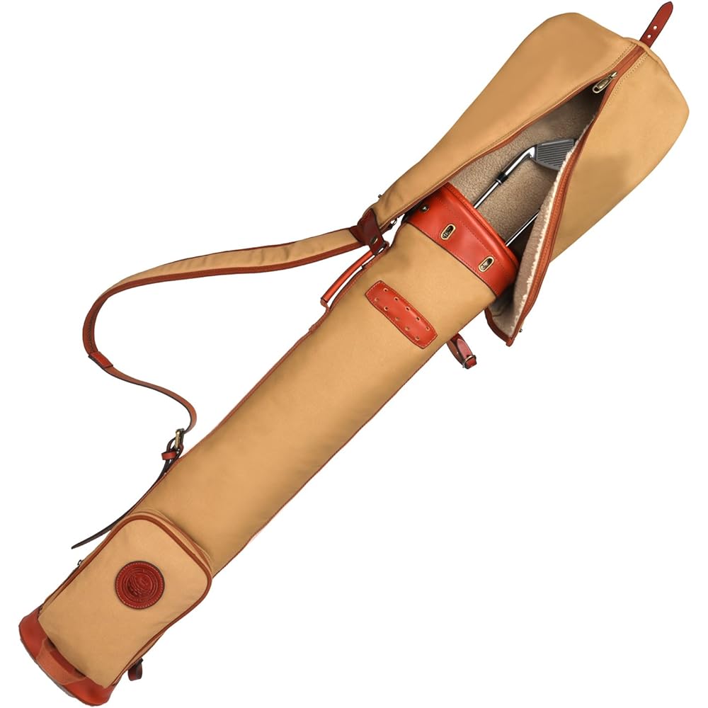 Tourbon Course Training Practice Golf Bag Club Travel Case with Zipper Pocket Waterproof Canvas & Leather