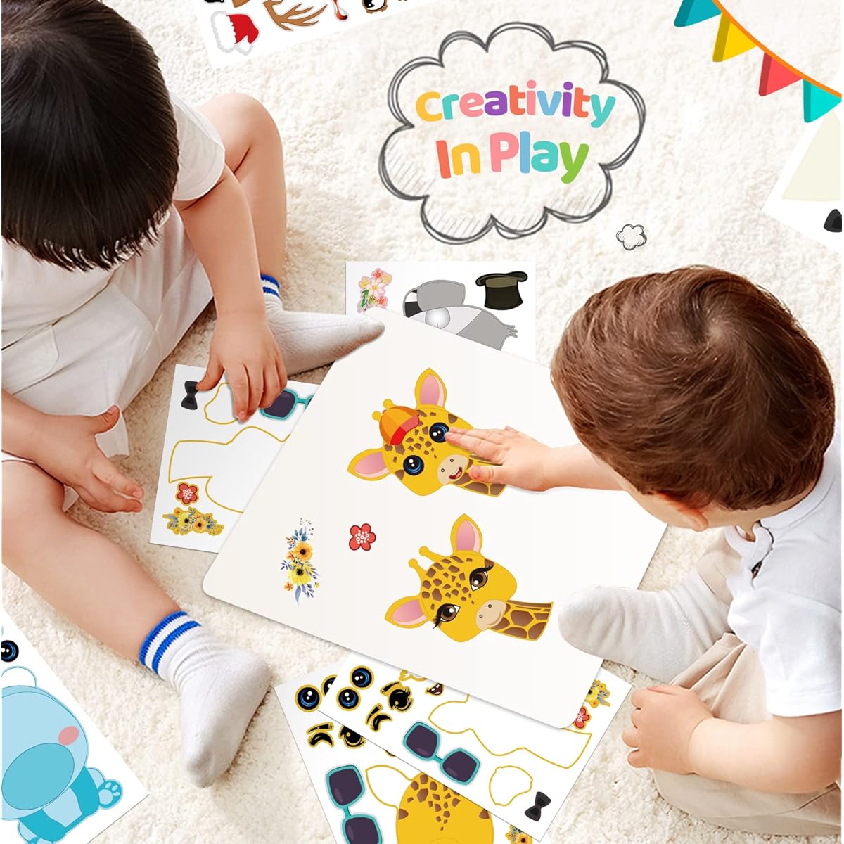 "Make Your Own Animal" Animal Stickers Kids Stickers Make Your Own Animal 100 Educational Stickers 20 Animal Designs Unique Stickers Perfect as a Reward or Gift for Kids