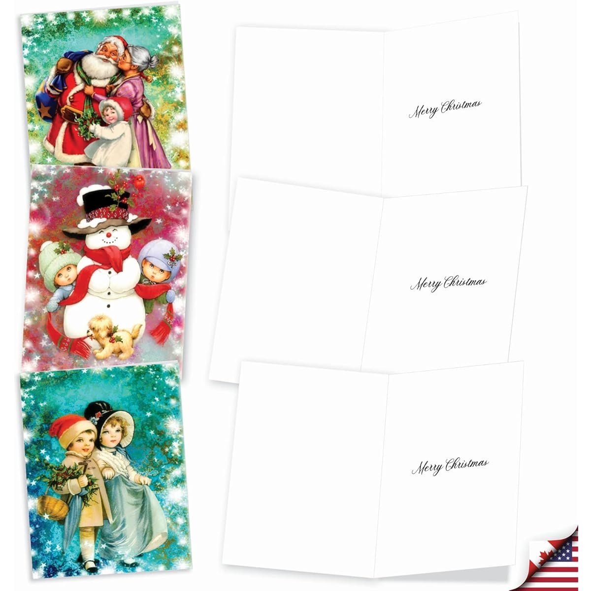 The Best Card Company Christmas Note Cards Box Set, 20-Piece Assorted Set, 4 x 5.12 Inch with Envelopes (10 Different Designs, 2 of Each), Holiday Kids AM7811XSG-B2x10