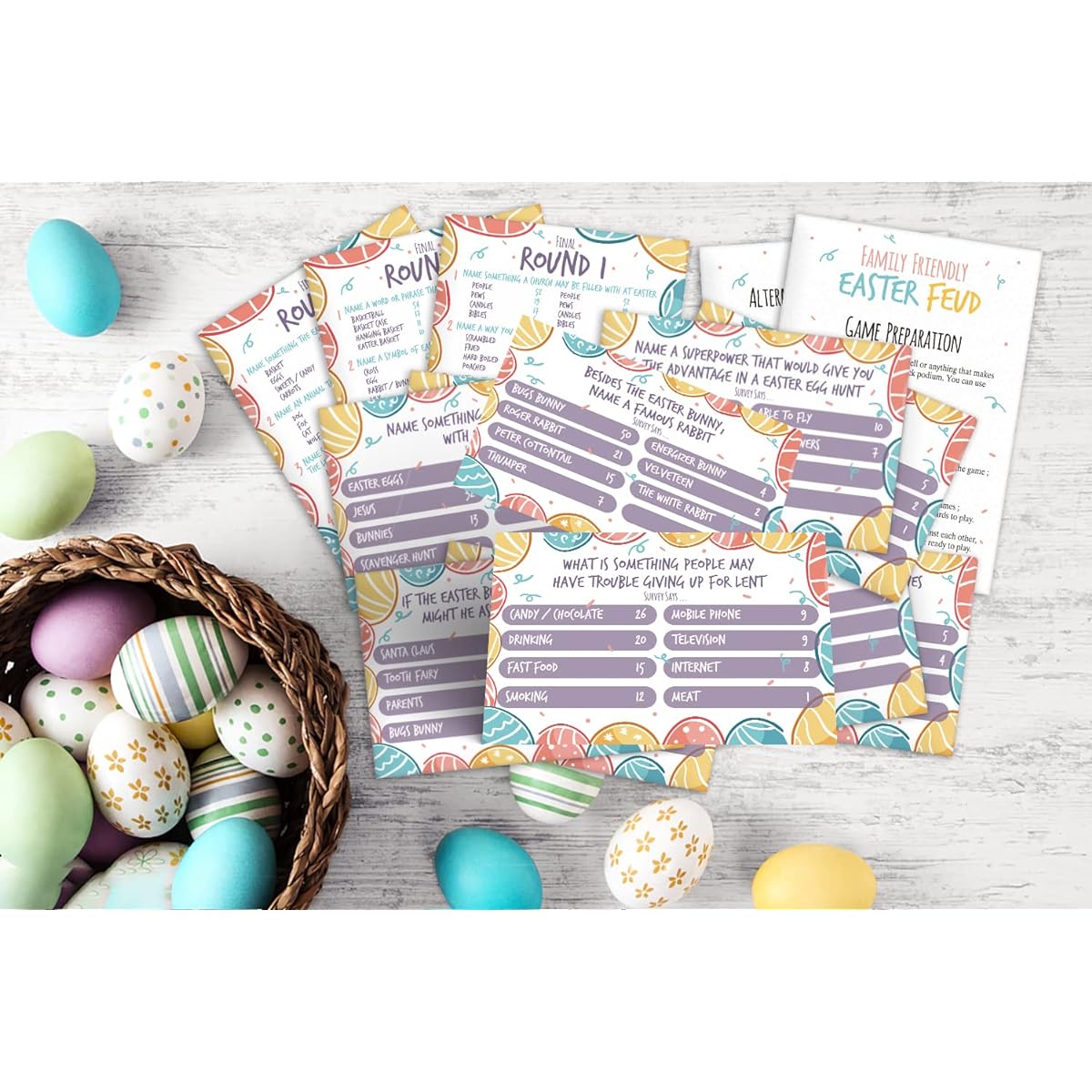shupai Easter Quiz Trivia, Easter Questions and Answers Cards, Easter Family Game Night, Easter Fard Questions, Easter Trivia Games, Family Friendly Quiz for Easter Holidays - E1Q