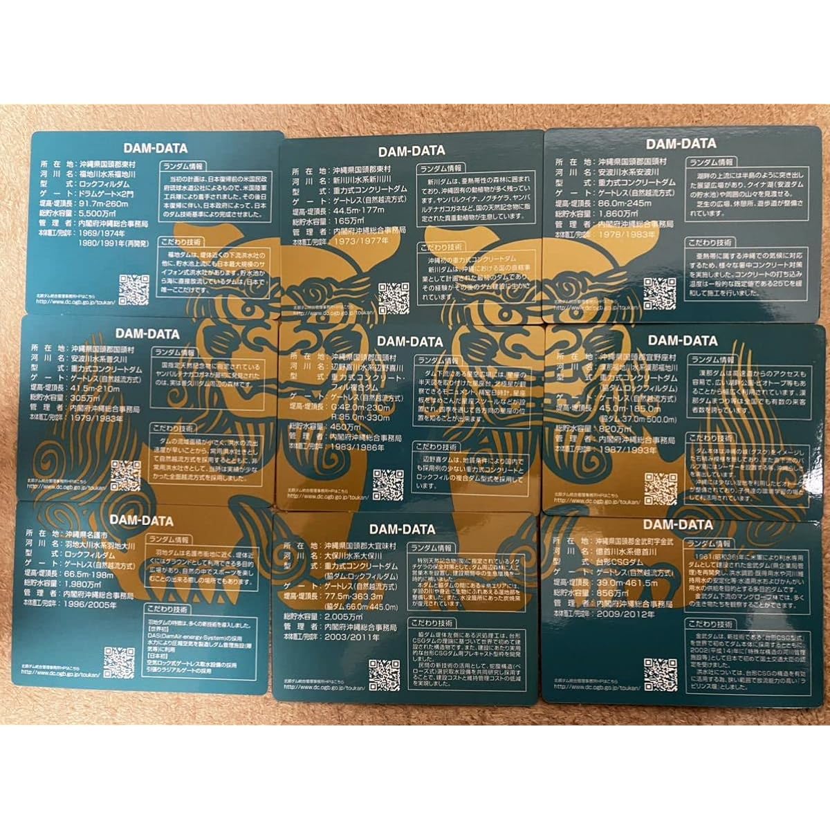 Okinawa Dam Cards 50th Anniversary of Reversion Set of 9