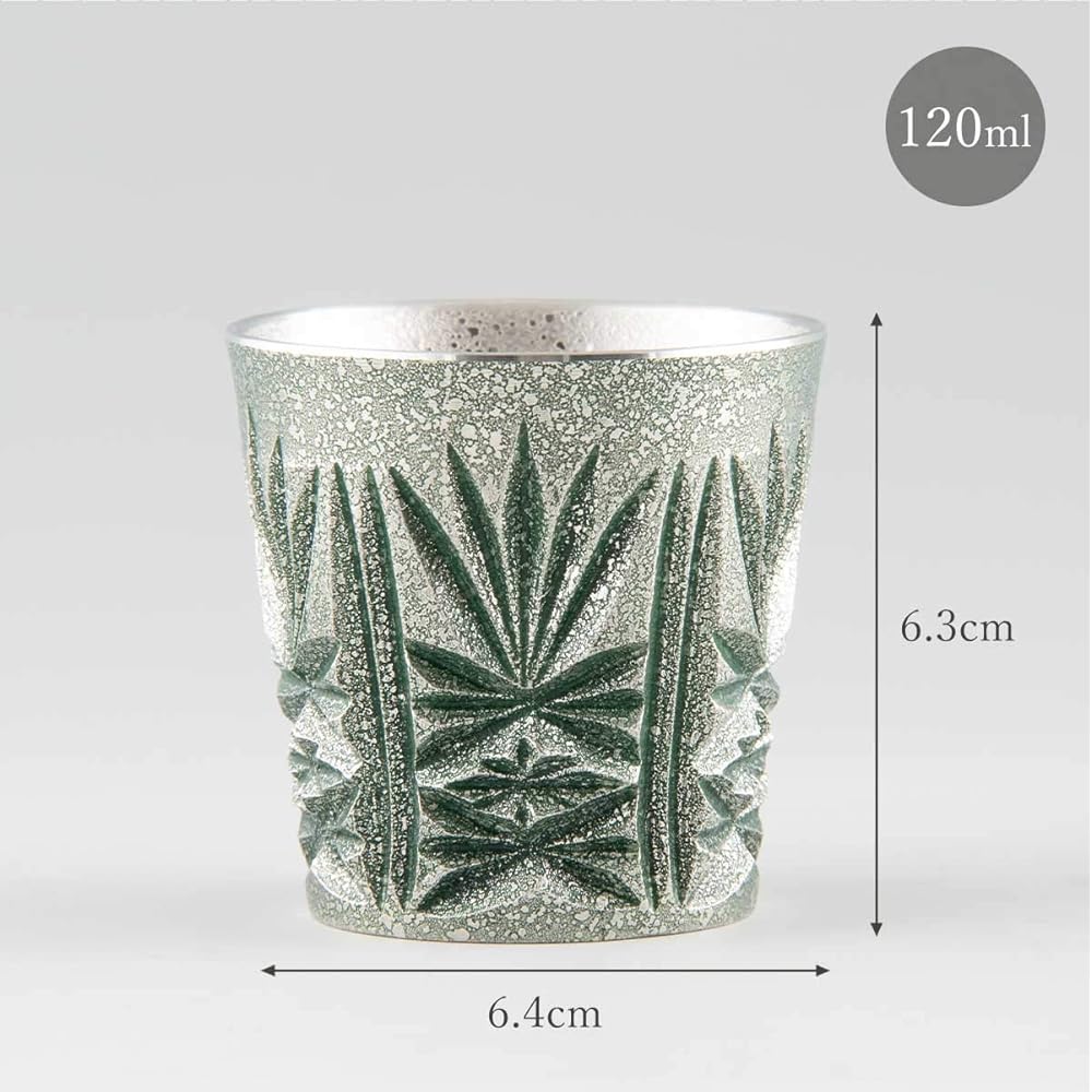 Iwakiri Bikodo Satsuma Tinware Tin Kiriko Glass (Green) Ibushi Processing 120ml Product No. 94