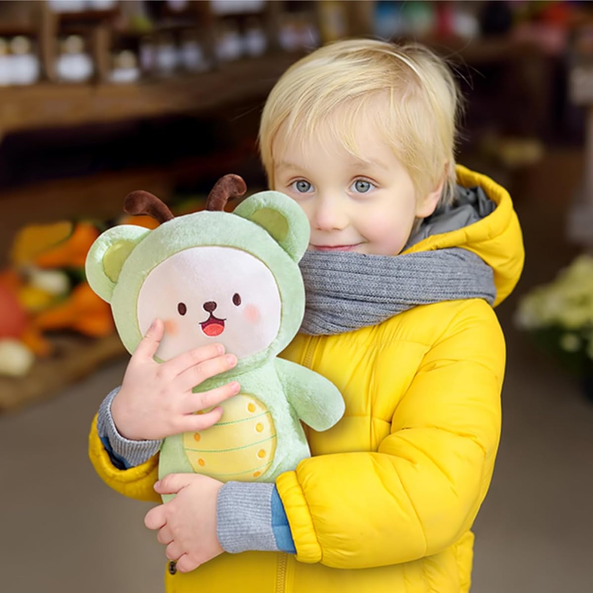 PEACH CAT Green Caterpillar Plush Pillow Toy Cute Worm Stuffed Insect Stuffed Animal Gift for Kids 9 Inch