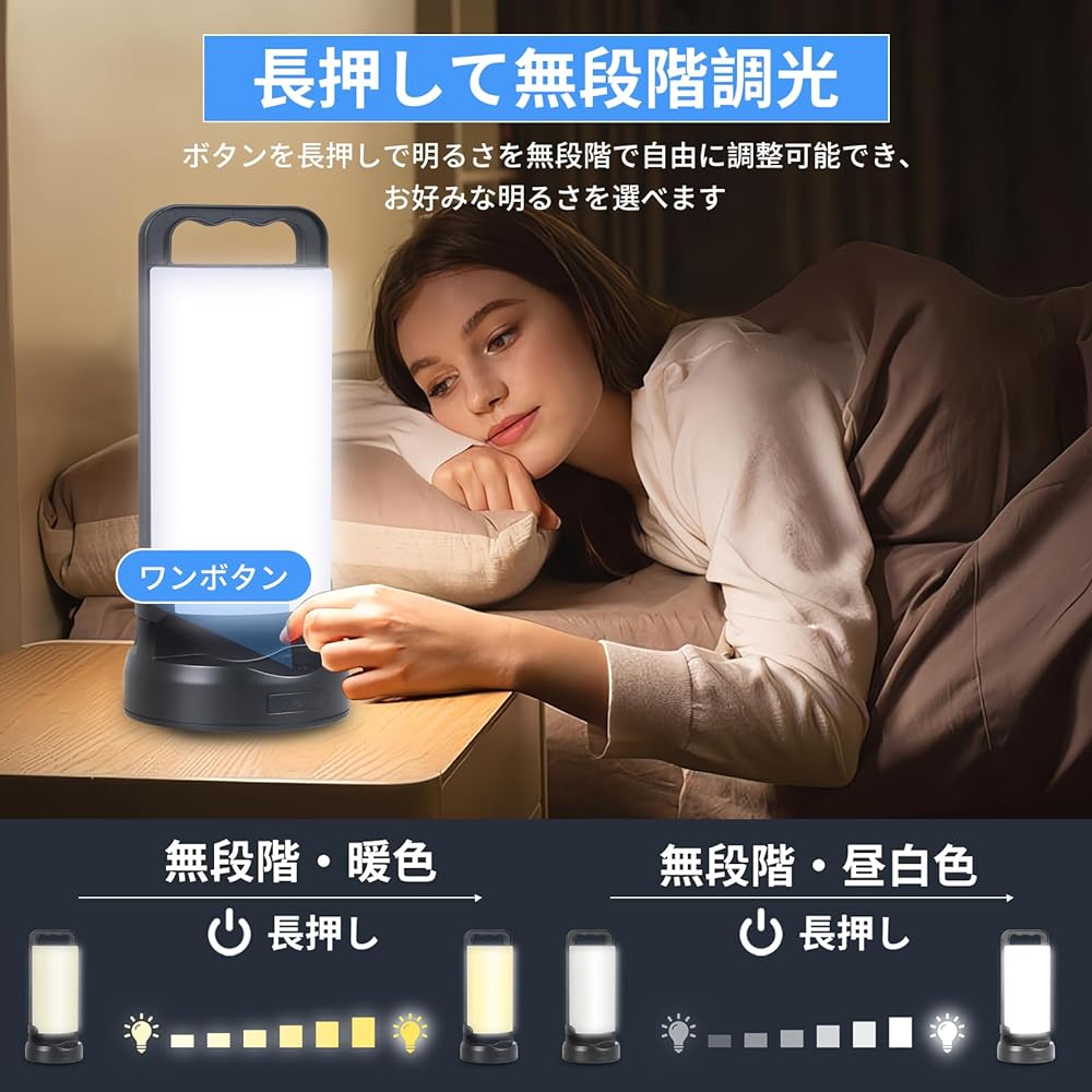 EXTEDRG Lantern, Solar Lantern, Solar Light, Disaster Preparedness Goods, Camping Lantern, USB Charging & Solar Power Supply, White, Daylight White, Warm 3 Color Switching, Stepless Dimming, 5,000