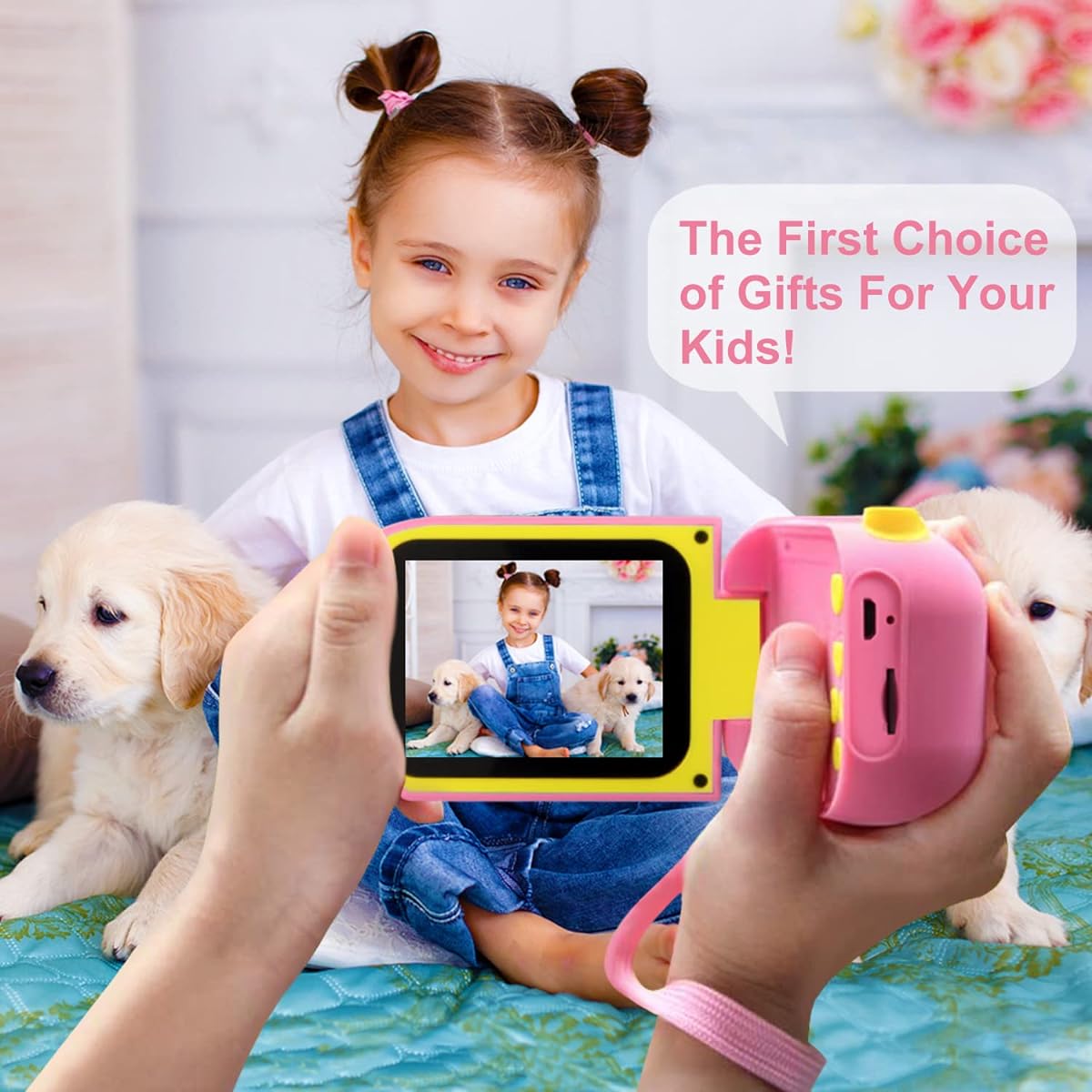 AILEHO Kids Camera for Girls Digital Video Camera for Kids Birthday Children Toys 3 4 5 6 7 8 9 Years Old Toddler Camera 8M 1080P with 8GB Card Game Camera Rechargeable IPS 2.4" Pink