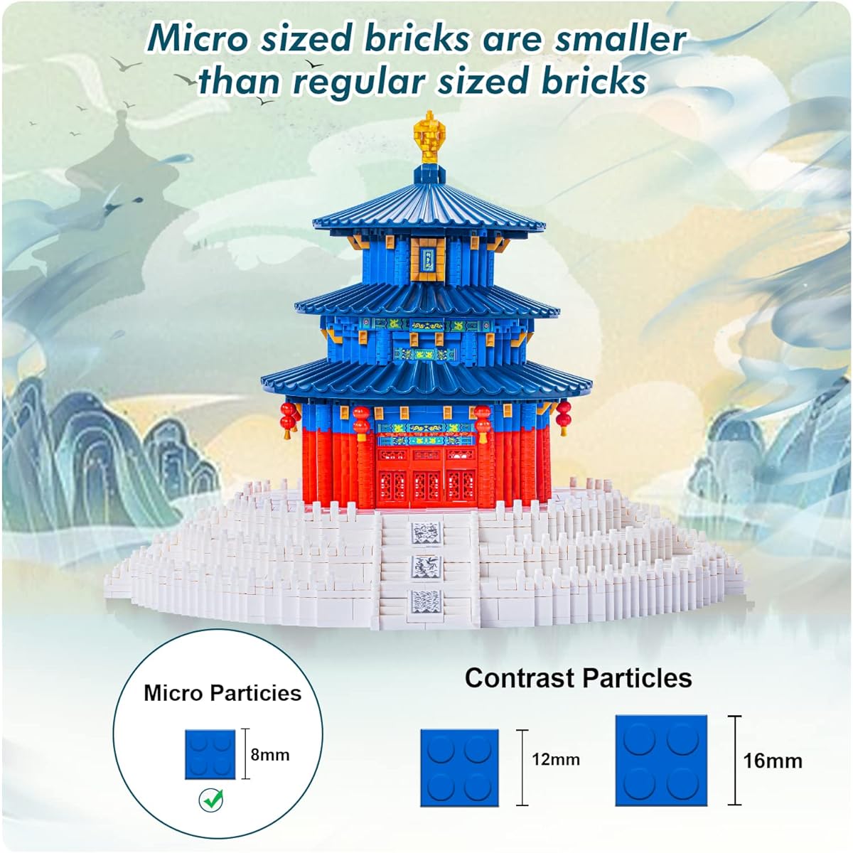 GEYANG Micro Mini Blocks Temple of Heaven Building Blocks Set Chinese Famous Architecture Model Building Kit 3230 Pieces Micro Building Kit Gift for Kids Teens Adults Ages 8+