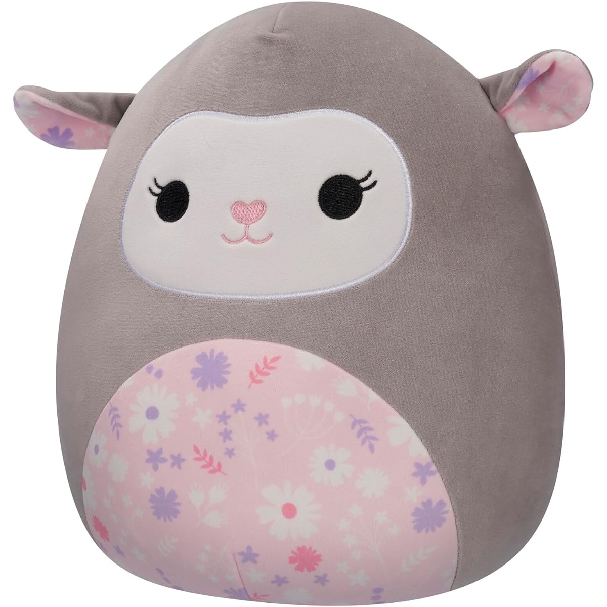 Squishmallows Original 12" Elea Grey Lamb with Pink Floral Berries - Official Jazware Plush