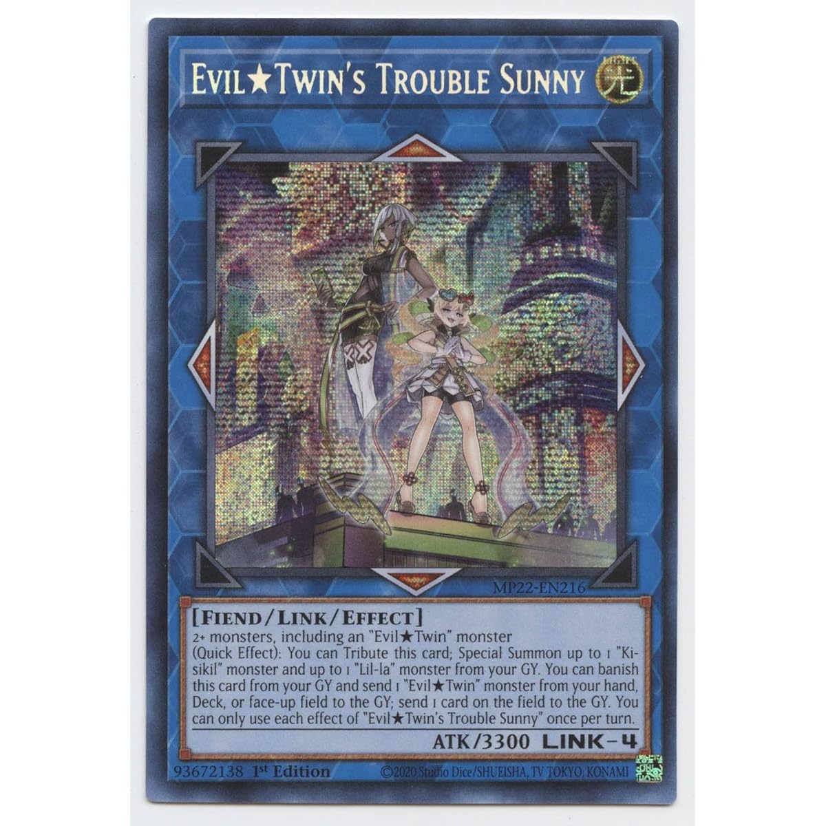 Evil Twin's Trouble Sunny - MP22-EN216 - Prism Secret Rare - First Edition