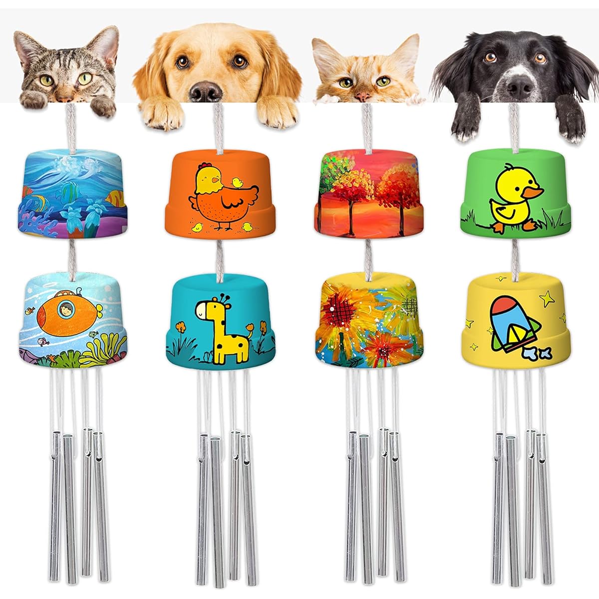 3 Pack DIY Wind Chime Kit Arts & Crafts for Boys Girls Kids Ages 8-12 4-8 6-8 5-7 3-5 Build & Paint Birthday Holidays Kids