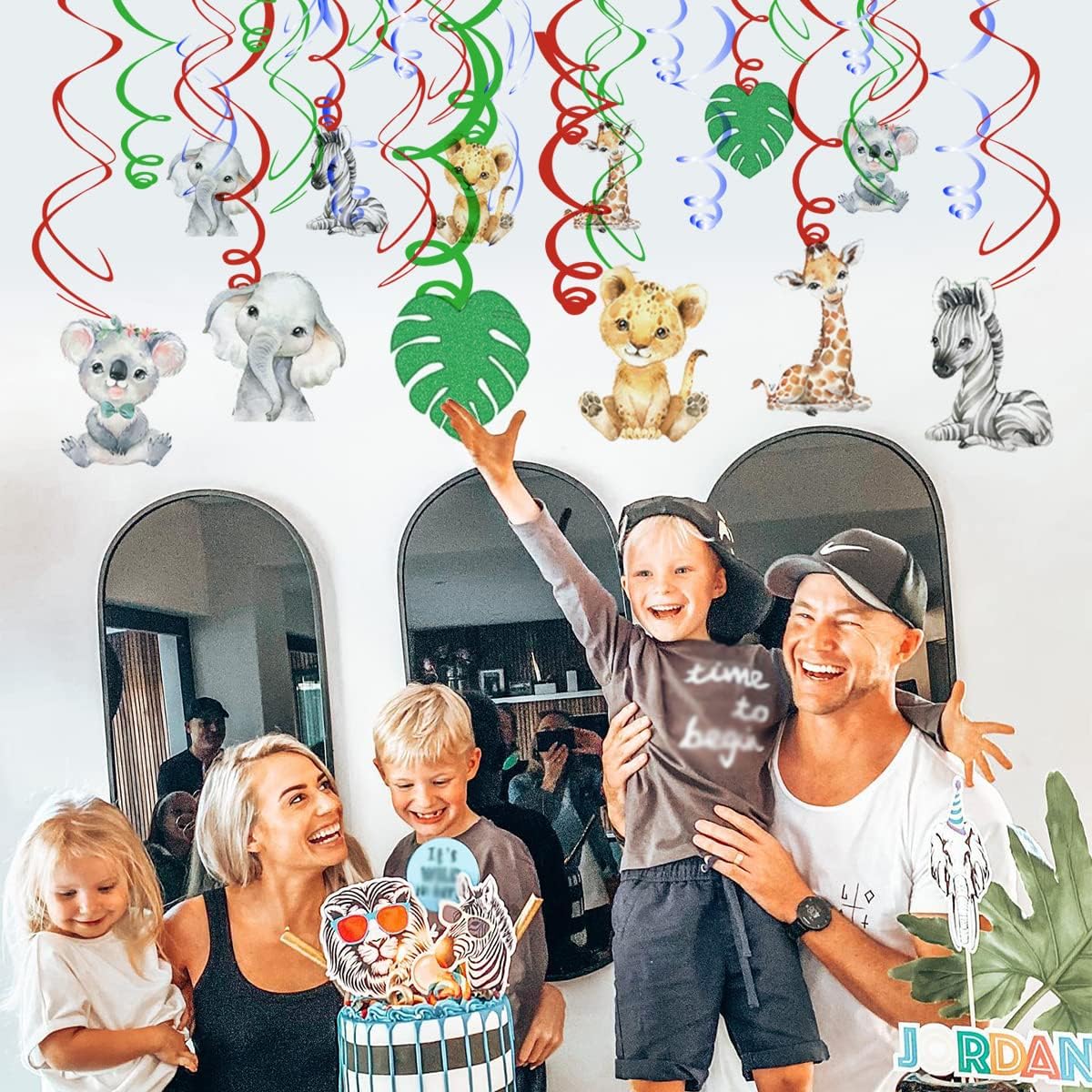 Wild One 30pcs Hanging Swirls Ceiling Streamer Decor Jungle Safari Animals Birthday Party Decorations Baby Shower Supplies