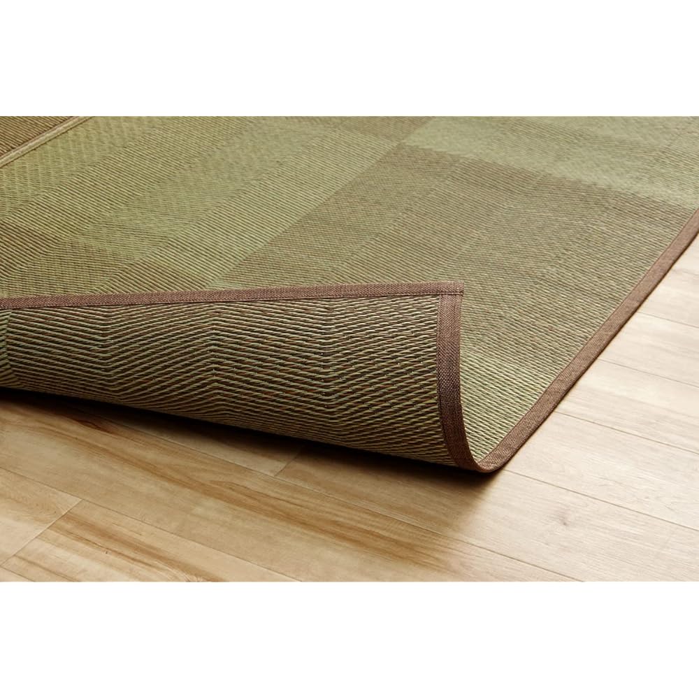 Ikehiko Corporation Igusa Rug Carpet Rene Brown Approximately 255 x 340cm 6 tatami mats between apartment complexes Flower Mat Plaid Pattern Natural Simple Japanese Room Overlay Cover #4350056