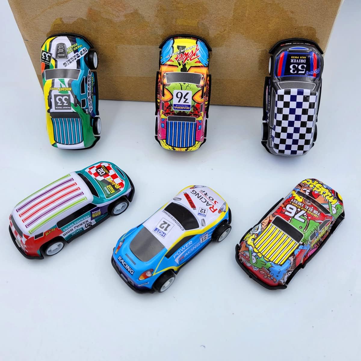 SeeuFun 24 Pack 2.7 Inch Pull Back Racing Car Die Cast Race Car Playset Friction Type Alloy Car Toy Boys Girls