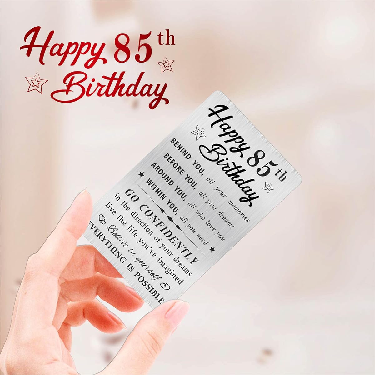 MOQIYXL Happy 85th Birthday Cards for Men Women Small Engraved Wallet Card for 85th Birthday Gift