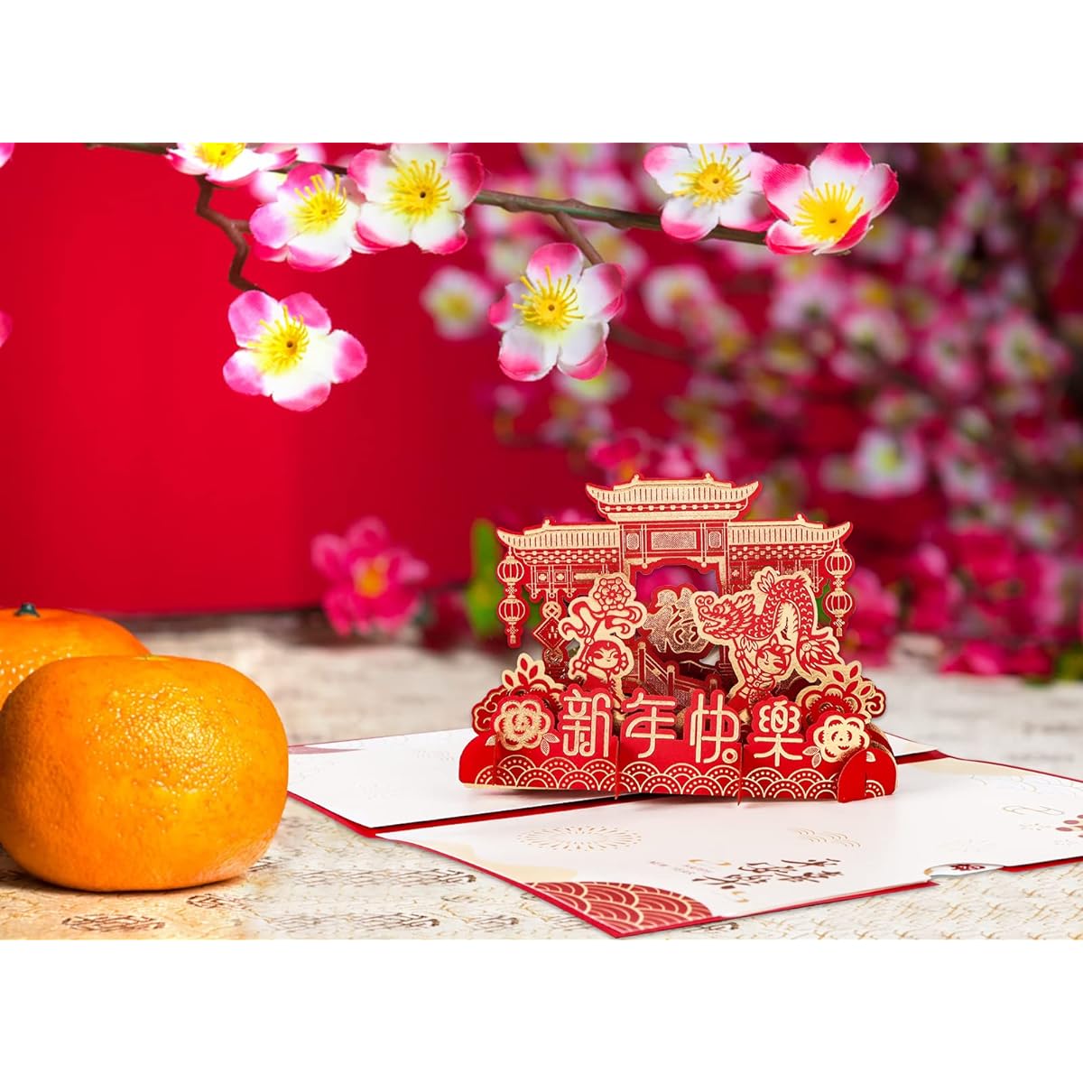 FaCraft Happy Chinese New Year Card 2023 Rabbit 3D Pop Up Greeting Card with Envelope Year of the Rabbit Card Fu Dragon Chinese New Year Card Chinese Gift Card for Family Friend Kids