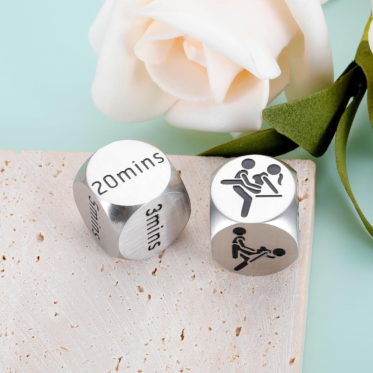 2pcs Date Night Dice Couple Gifts for Her, Date Night Decision Dice Birthday Gifts for Boyfriend Girlfriend 11th Anniversary Steel Gifts for Husband Wife Wedding Christmas Valentine Gifts