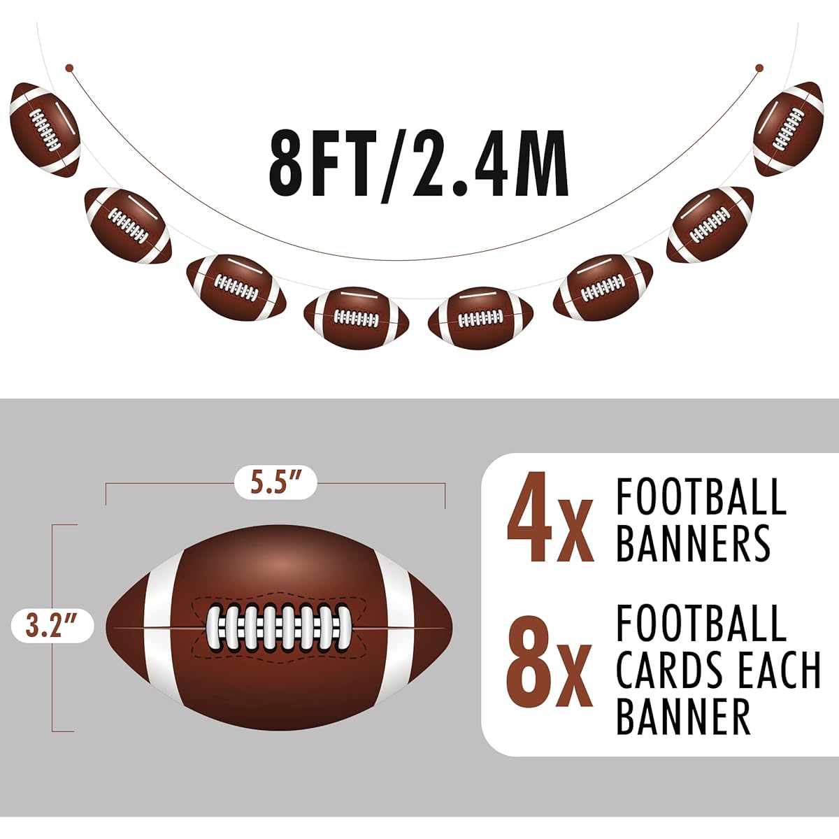 4 Pieces - Football Party Decorations - Football Banner - Football Hanging Decorations Themed Birthday Party Bowl Game Fans Home Garland Supplies Flags