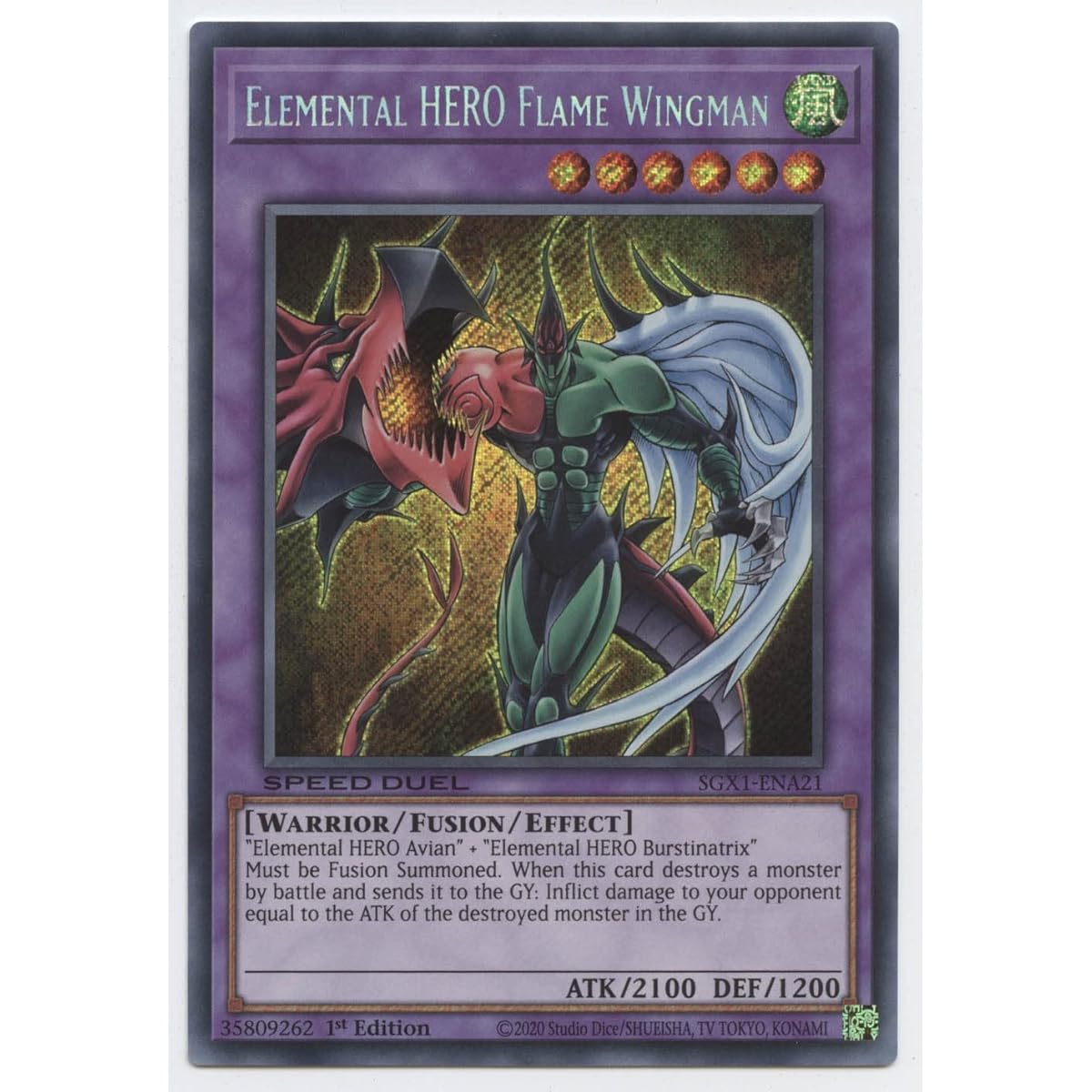 Elemental Hero Flame Wingman SGX1-ENA21 Secret Rare First Edition