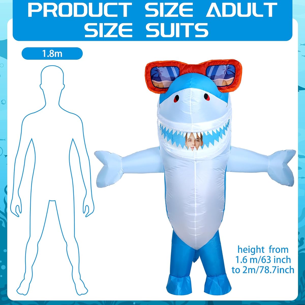 Foaincore Halloween Inflatable Shark Costume for Adults Kids Funny Halloween Costume Shark Explosion Costume for Cosplay