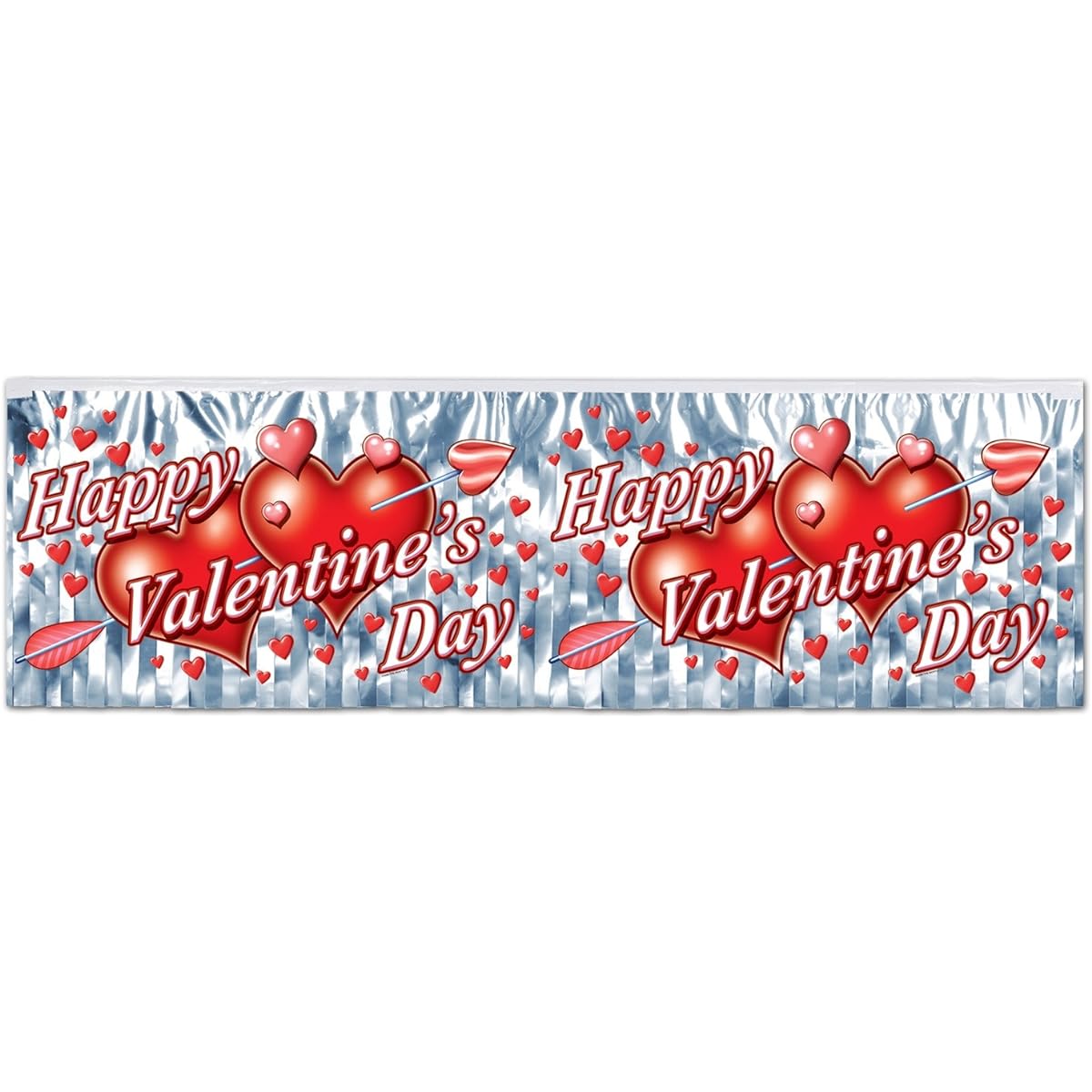 Beistle 77493 Flame Resistant Metallic Valentine's Day Fringe Banner, 14-inch by 4-feet, 1 per package