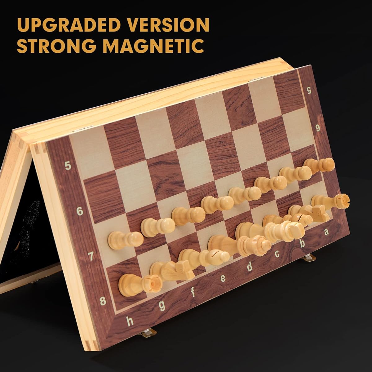 38cm Wooden Chess Set with Felted Game Board Interior for StorageFoldable Magnetic Folding Board Packaging Word Chess