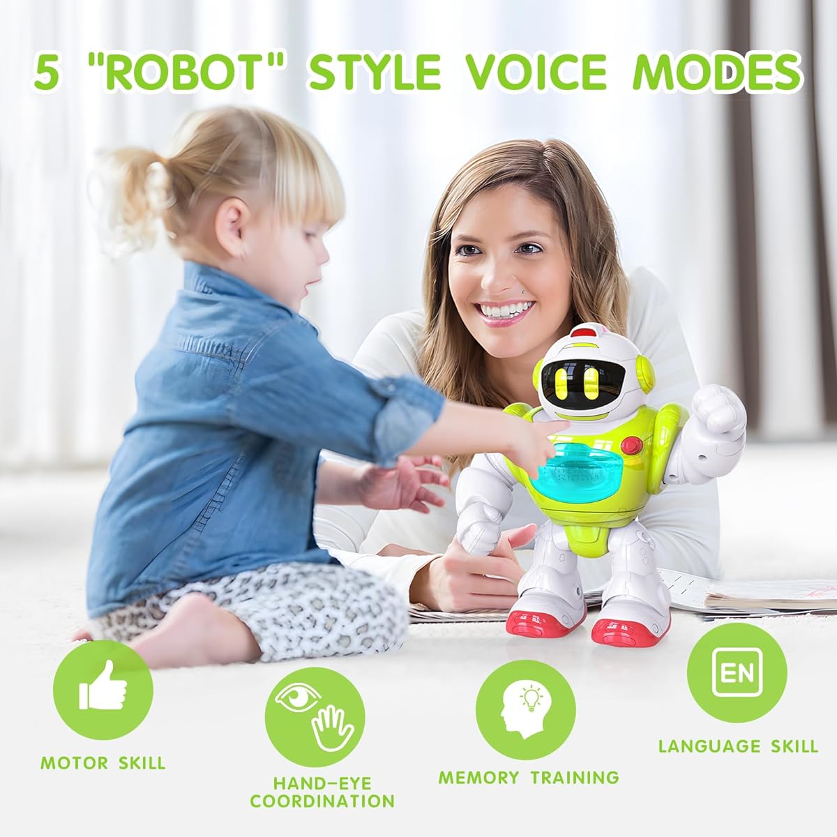 1st Toy Gift for Boys and Girls: Remote Control Robotic Baby Toy for 1 Year Old | Musical Light Up Posable Recording Toy for 12 Months | Interactive Toddler Toy 1st Birthday Gift