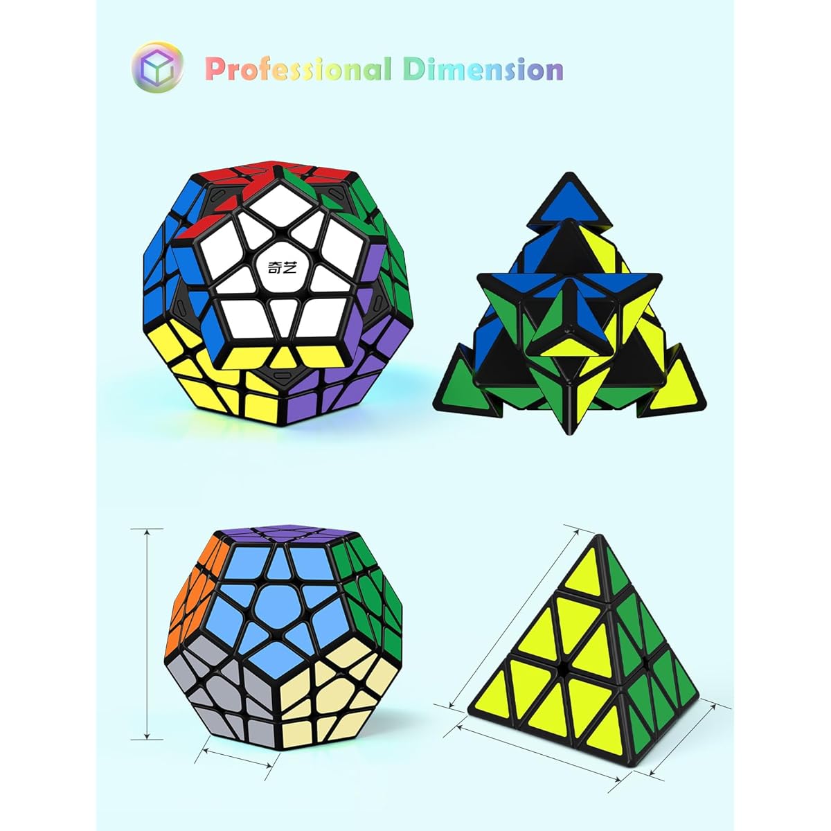 Speed Cube Set, ROXENDA Magic Cube Set of Pyramid Megaminx Cube Smooth Puzzle Cube