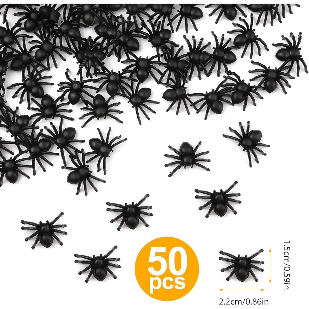 50pcs Realistic Spiders Halloween Decoration Plastic Mini Spiders Black Real Scary Spiders Prank Halloween Haunted House Decoration Halloween Party Fool's Day