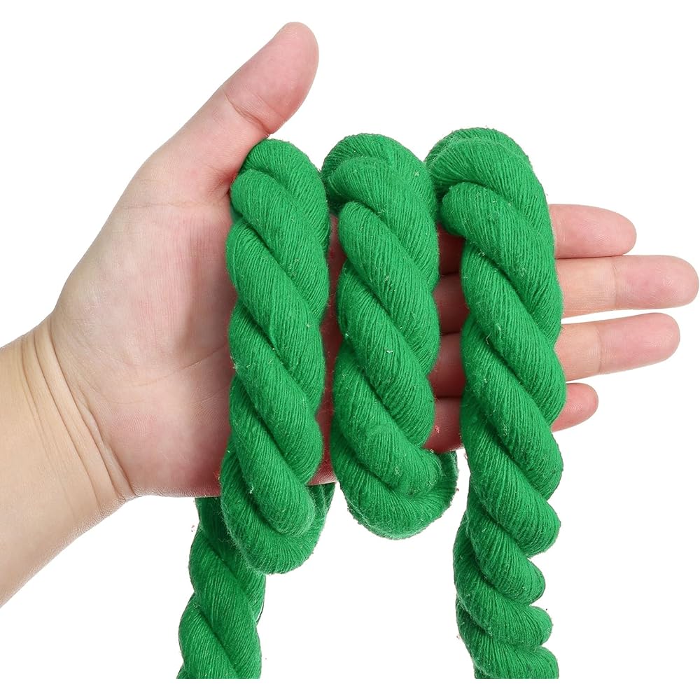 PATIKIL 44 Feet Tug of War Rope for Adults and Teens, 3 Braided Natural Cotton Rope with Flag for Yard Games and Team Building Activities, Green